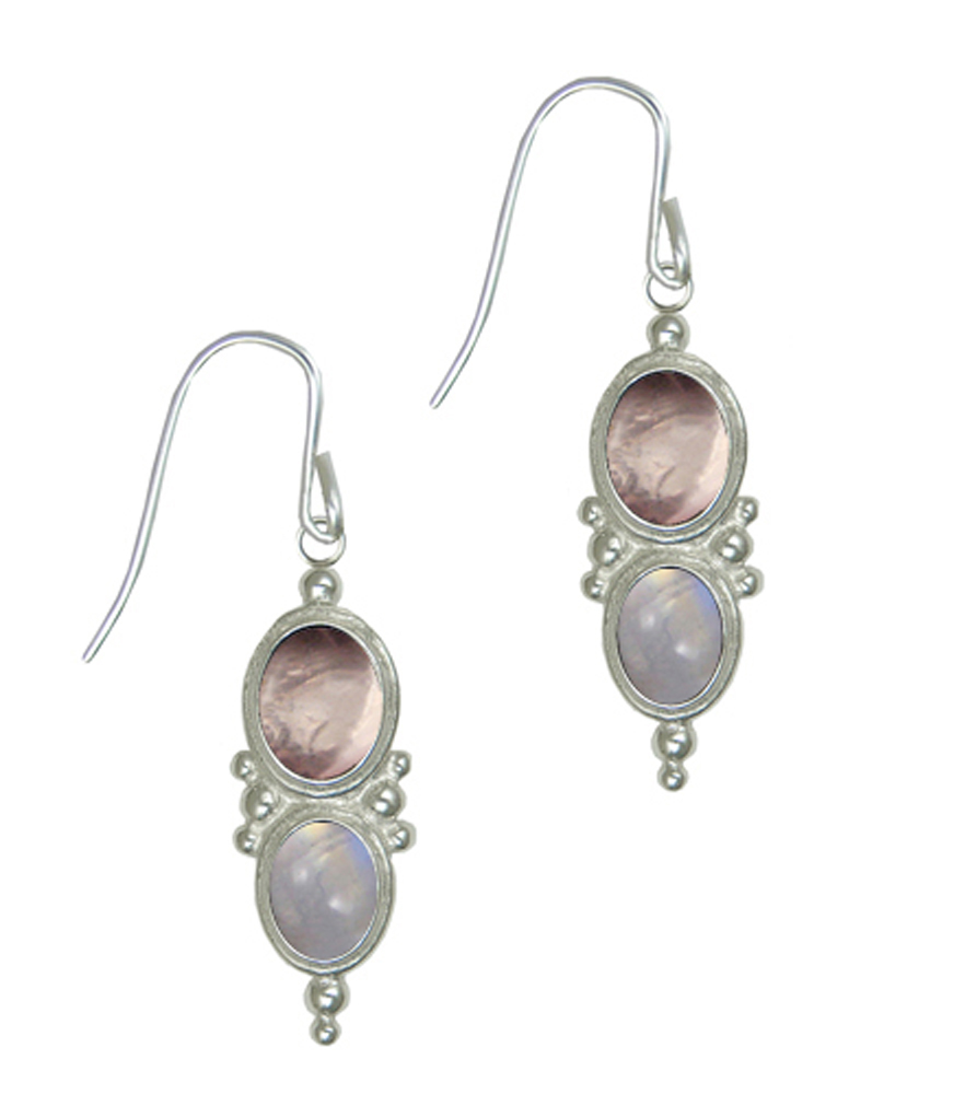 Sterling Silver Drop Dangle Earrings With Rose Quartz